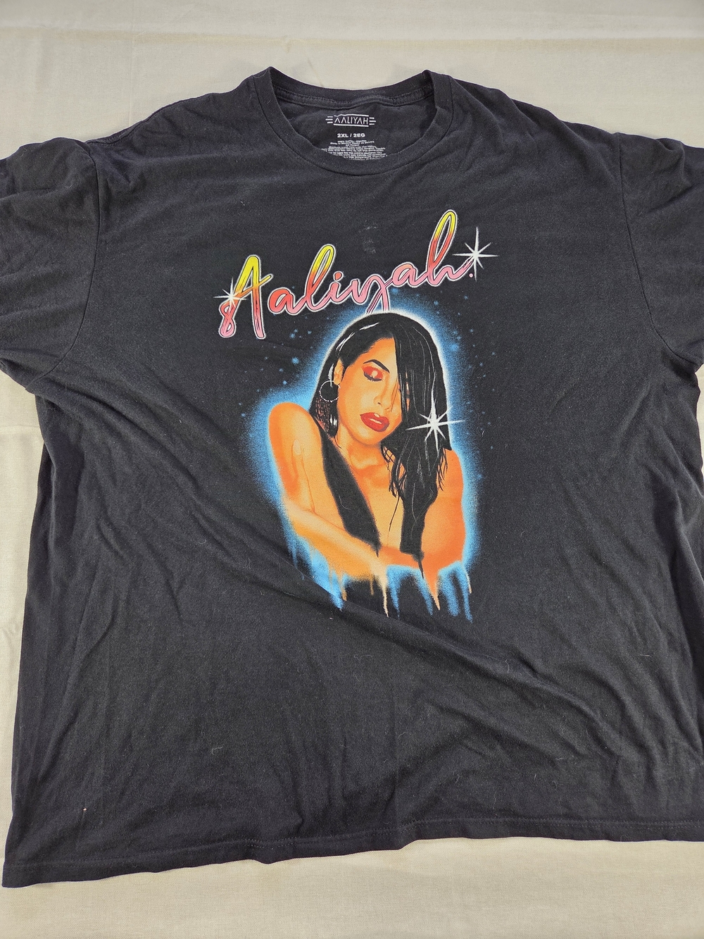 Aaliyah Graphic Tee Black Y2K Style Shirt 2XL